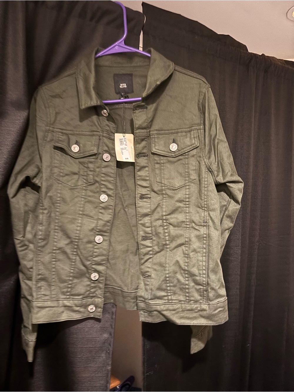 Olive Green Denim-Style Jacket